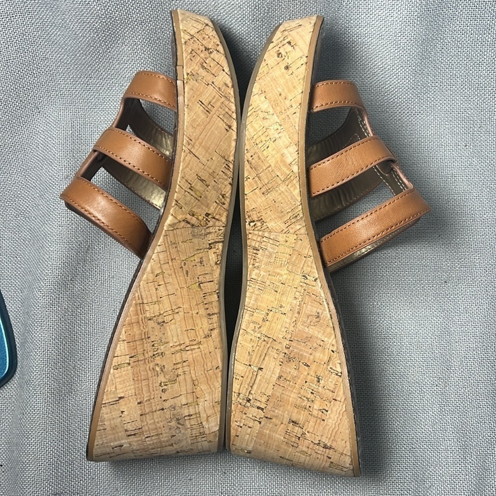 Sam Edelman Womens Ronie Leather Cork Wedge Sandals size 9.5 - Picture 6 of 9